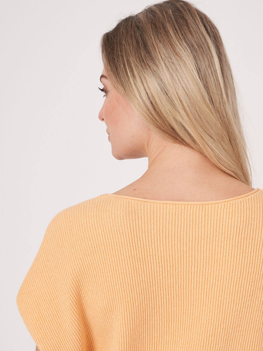 Cashmere cotton blend V-neck knitted top  image number 5
