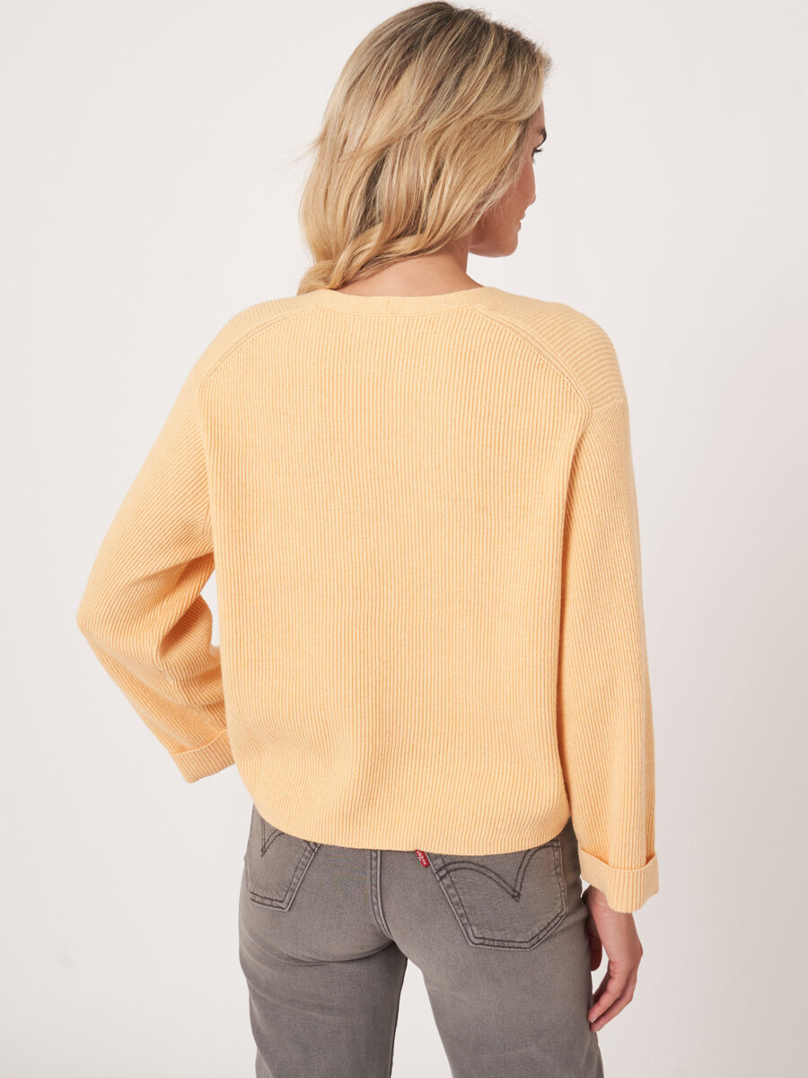 Cashmere cotton blend sweater with fine rib texture image number 2