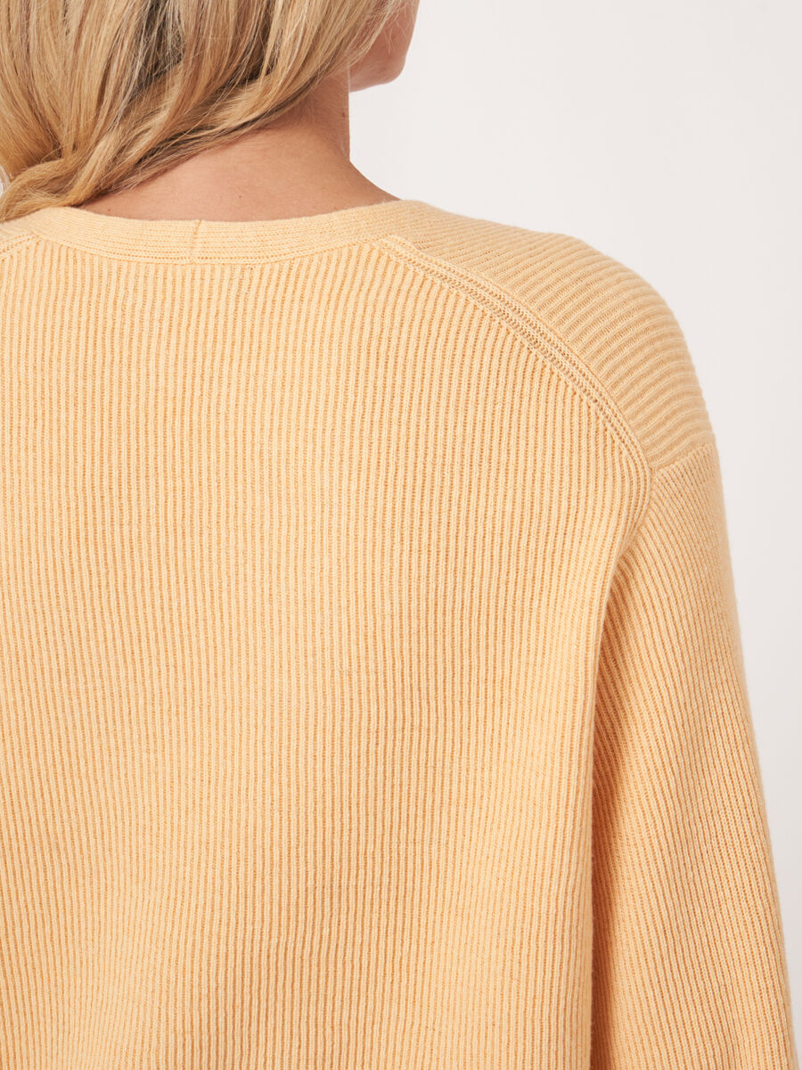 Cashmere cotton blend sweater with fine rib texture image number 5