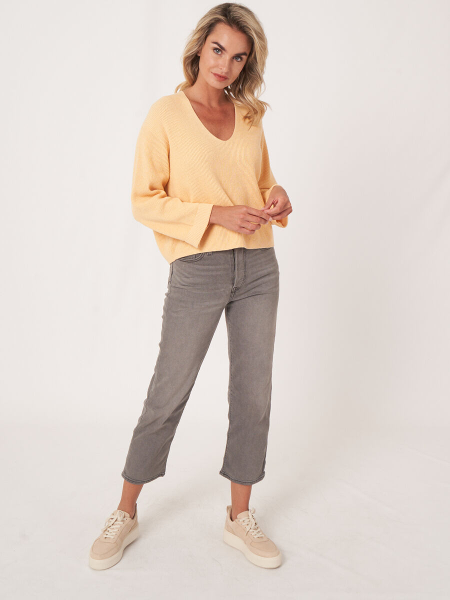 Cashmere cotton blend sweater with fine rib texture image number 6