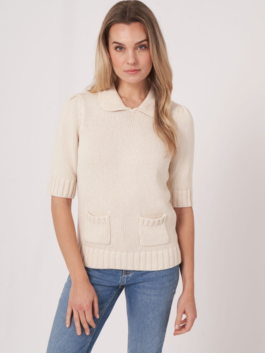Short sleeve sweater in chunky rib knit  image number 0