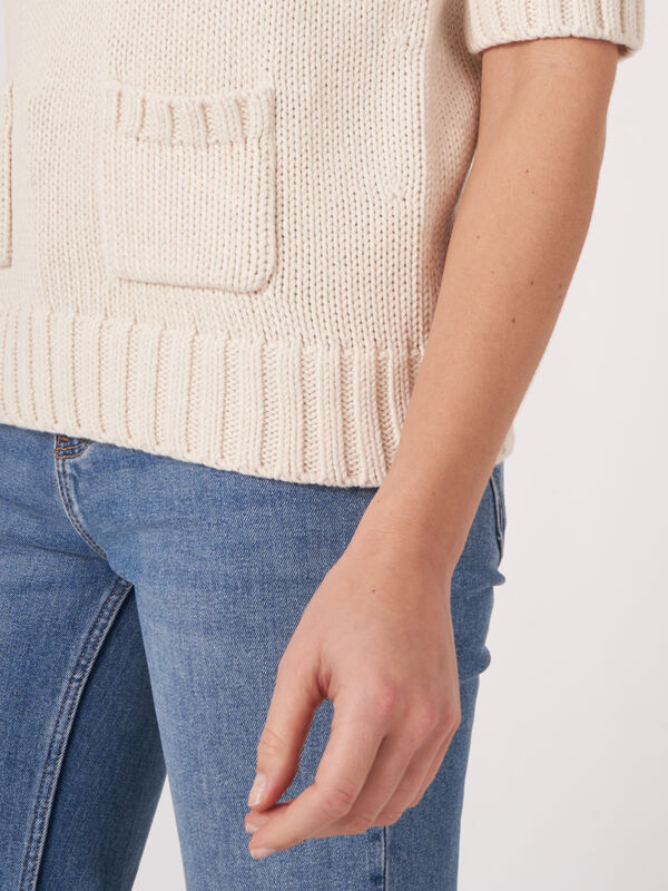 Short sleeve sweater in chunky rib knit  image number 3