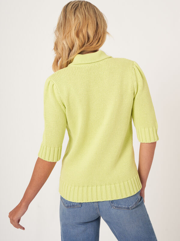 Pull &agrave; manches courtes en maille &eacute;paisse &agrave; c&ocirc;tes image number 2