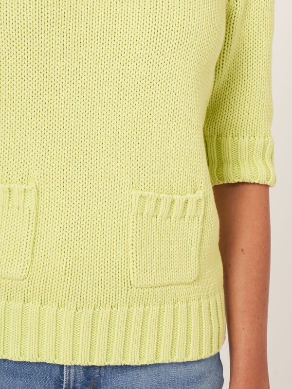 Pull &agrave; manches courtes en maille &eacute;paisse &agrave; c&ocirc;tes image number 4