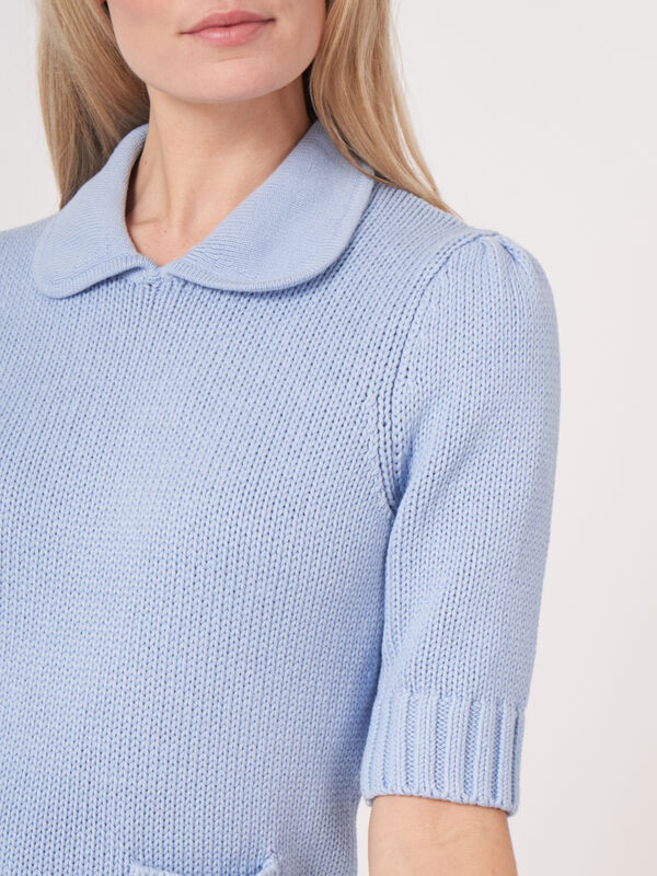 Kurzarm-Pullover aus grobem Rippenstrick  image number 2