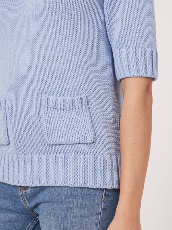 Kurzarm-Pullover aus grobem Rippenstrick  image number 3