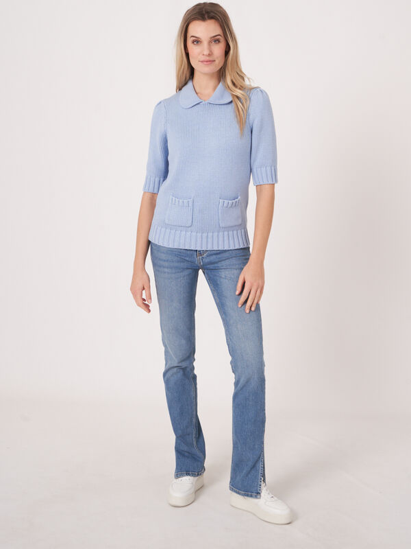 Kurzarm-Pullover aus grobem Rippenstrick  image number 5