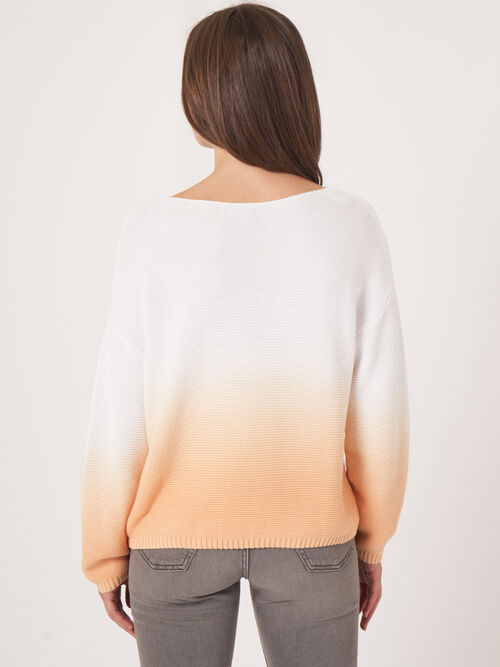 Pull côtelé en coton à imprimé dégradé