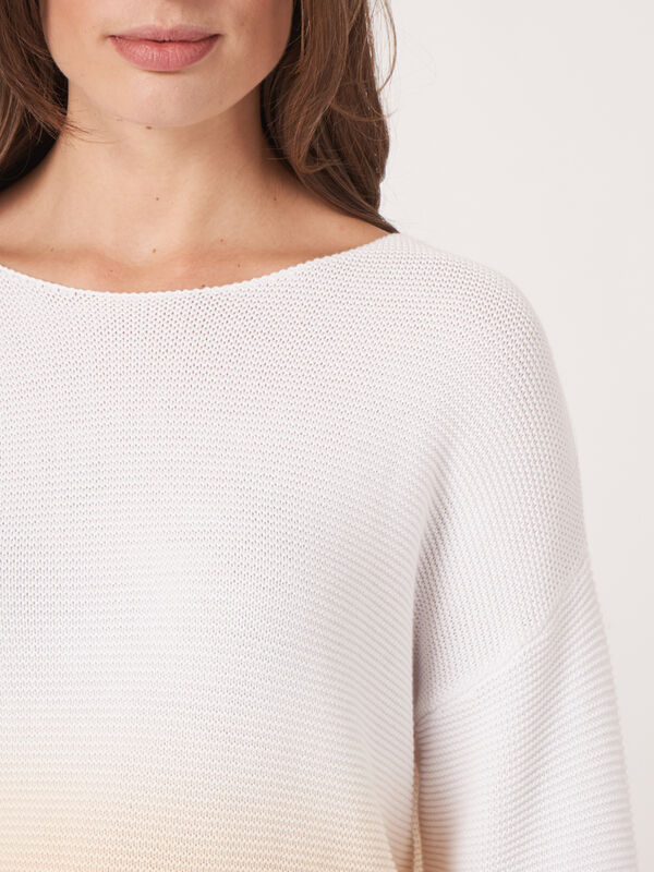 Pure cotton rib knit sweater with dip dye print image number 2
