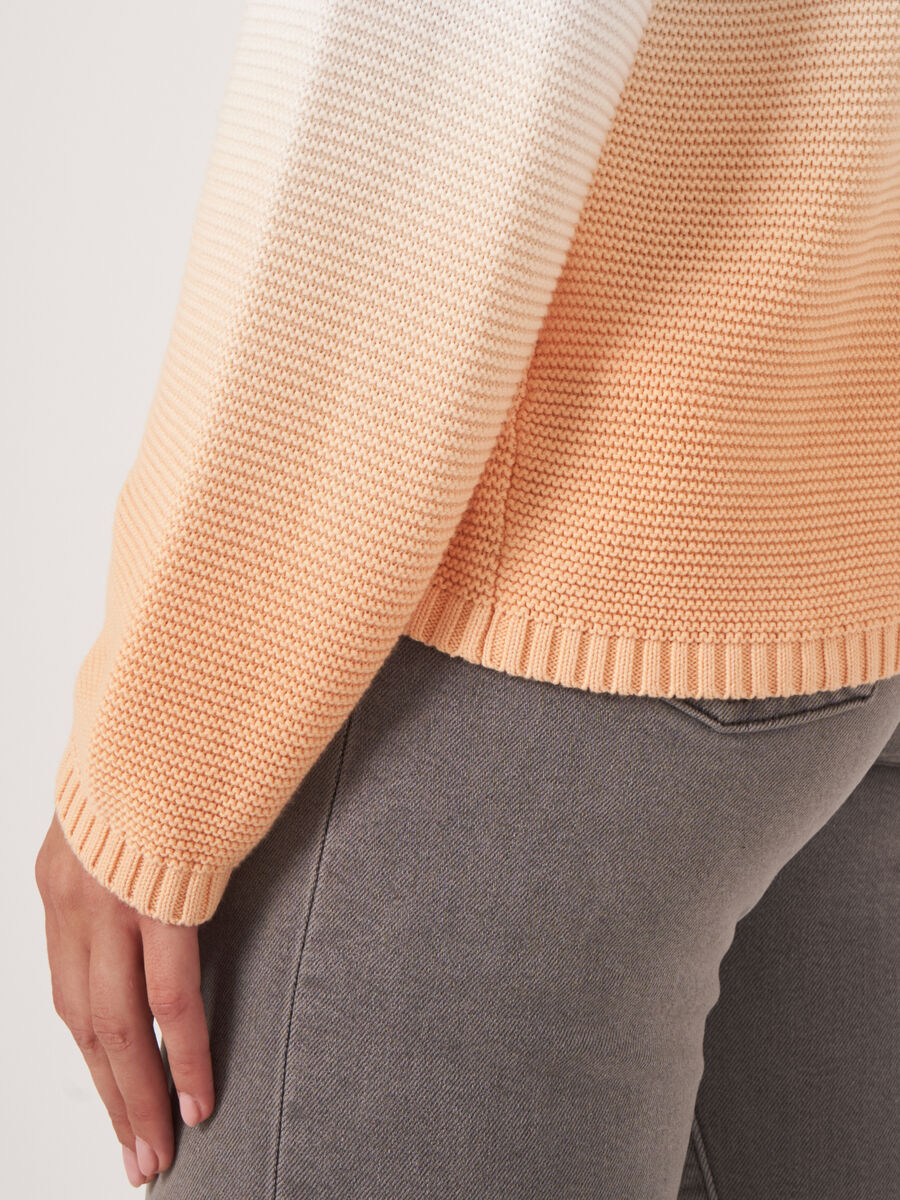 Pure cotton rib knit sweater with dip dye print image number 3