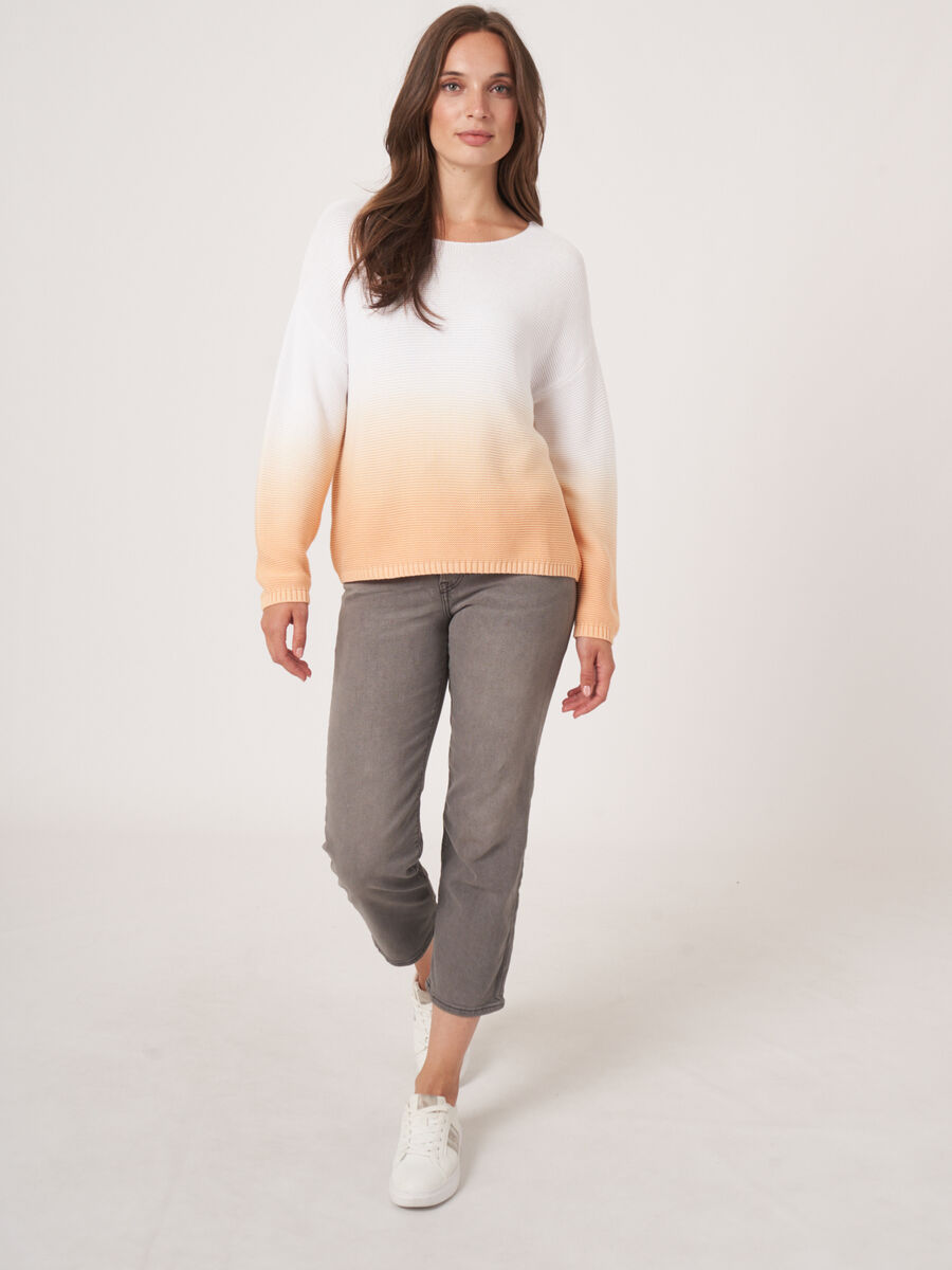 Pure cotton rib knit sweater with dip dye print image number 5