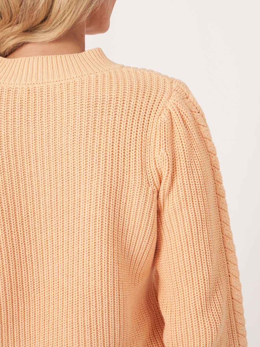 Rib knit sweater with puff shoulders image number 3