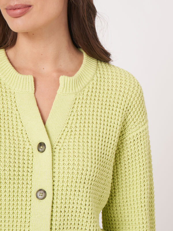 Grof gebreid vest met pofmouwen image number 2