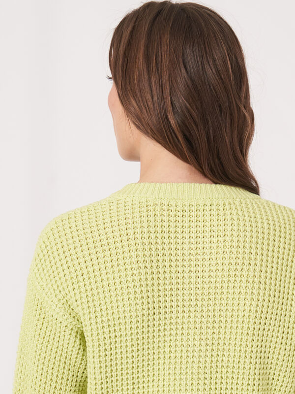 Grof gebreid vest met pofmouwen image number 4