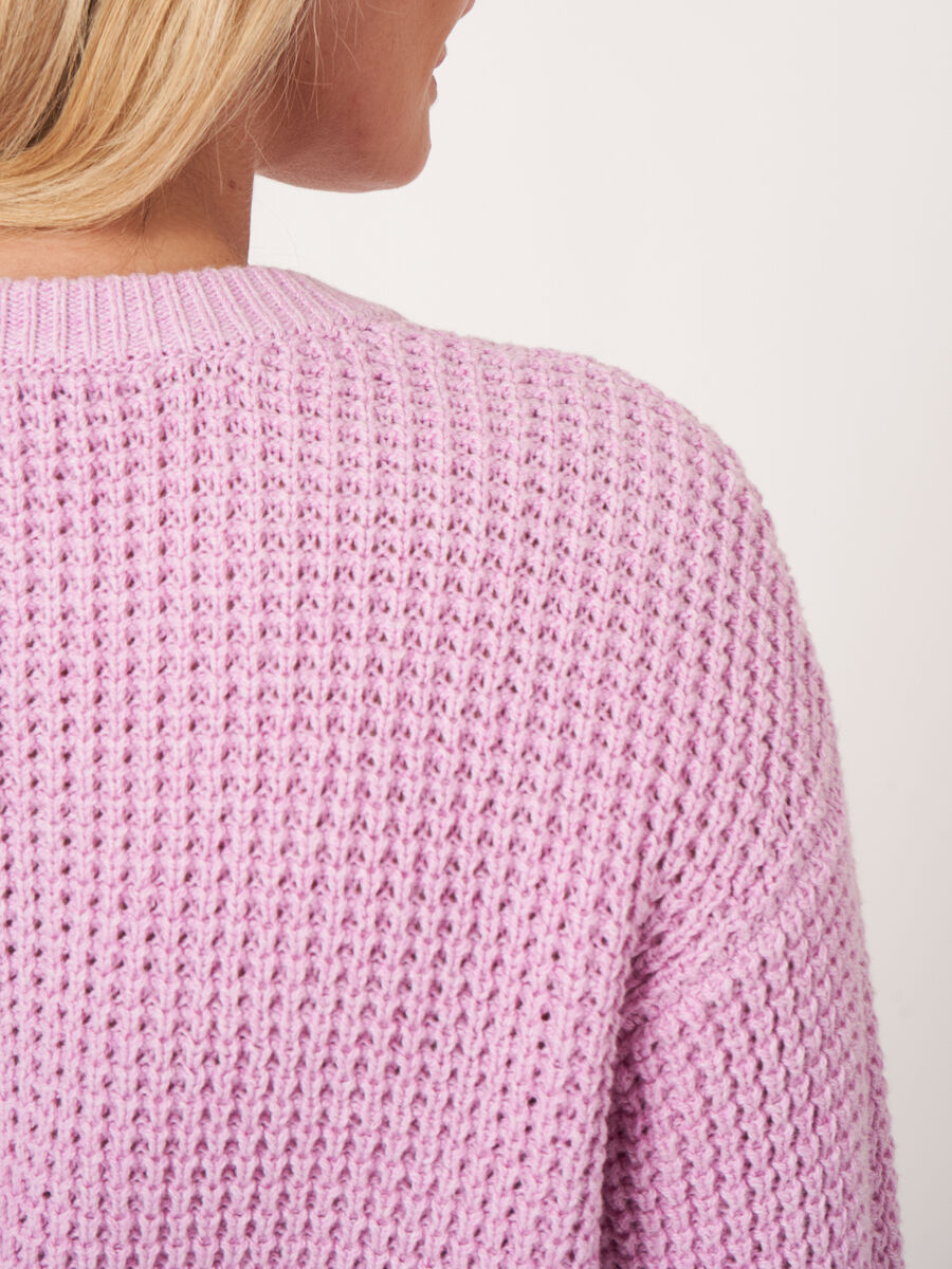 Strickjacke aus grobem Rippenstrick mit Puffärmeln image number 3