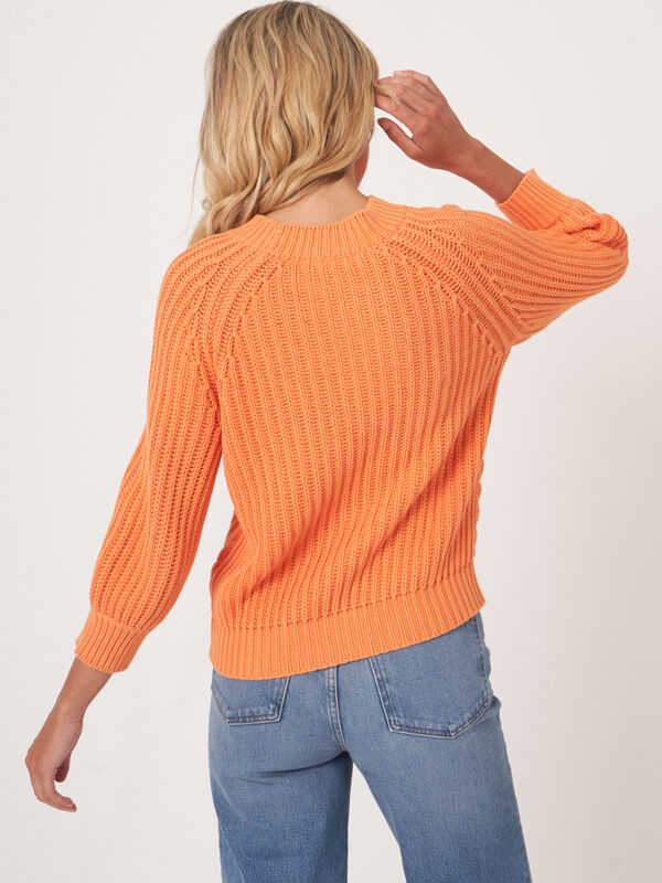 Pullover aus grobem Rippenstrick mit kurzen Puff&auml;rmeln image number 2