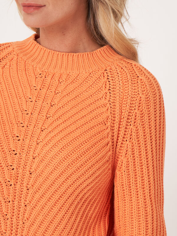 Pullover aus grobem Rippenstrick mit kurzen Puff&auml;rmeln image number 3