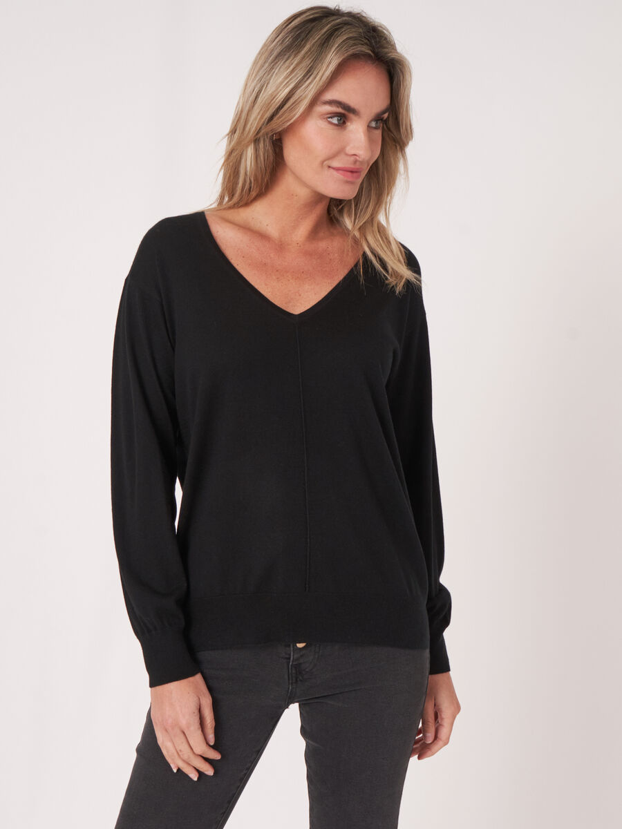 Cashmere silk blend V-neck sweater image number 0