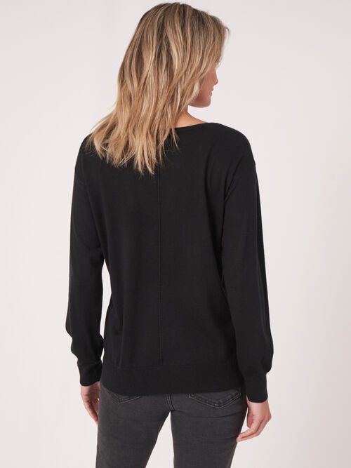 Cashmere silk blend V-neck sweater