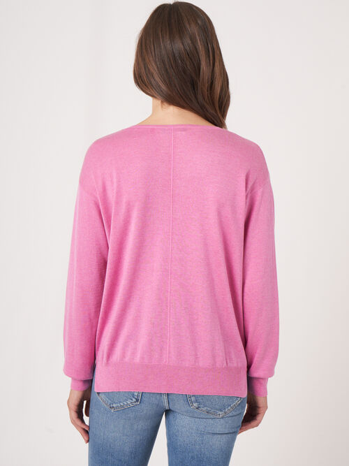 Cashmere silk blend V-neck sweater