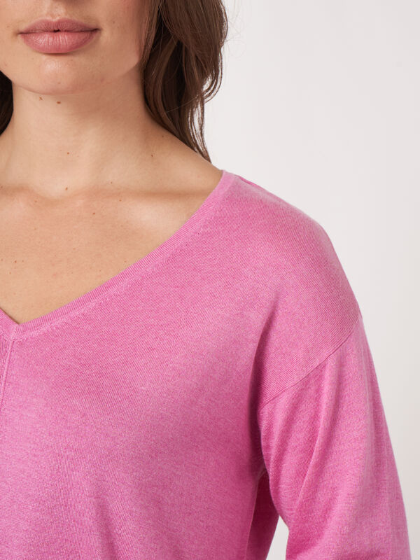 Cashmere silk blend V-neck sweater image number 3