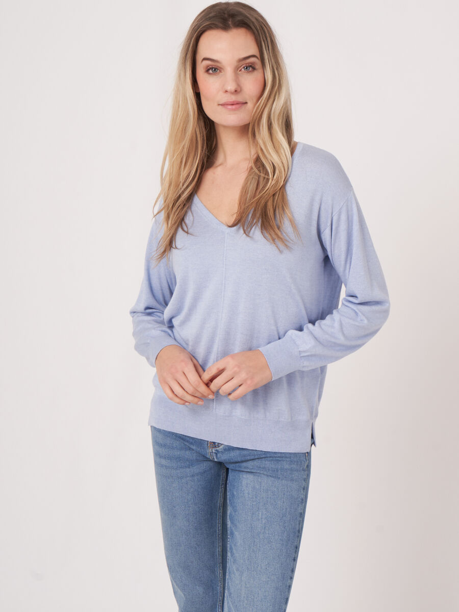 Women's Cashmere blend V-neck sweater | cashmere