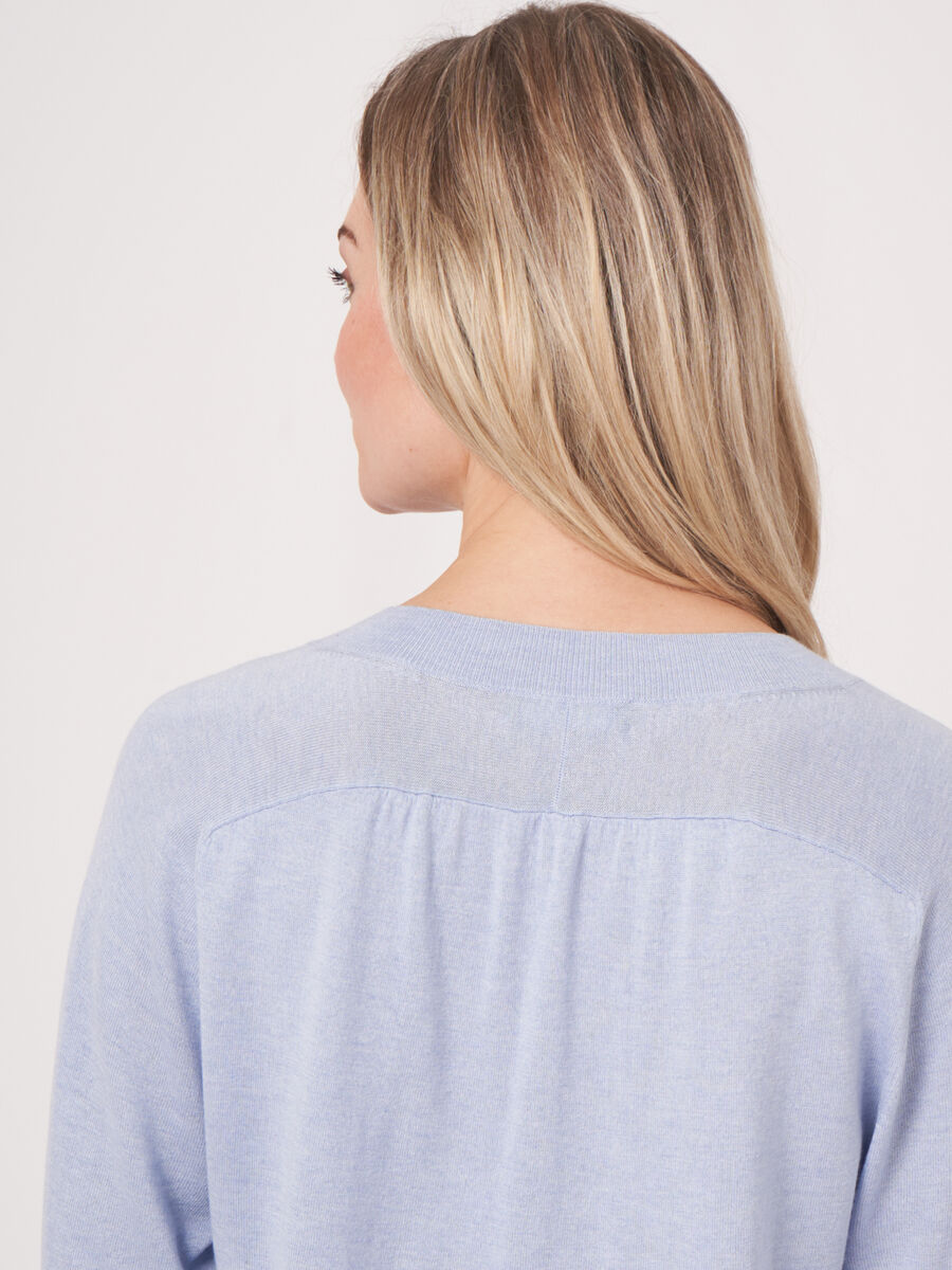 Elbow sleeve cashmere silk blend sweater