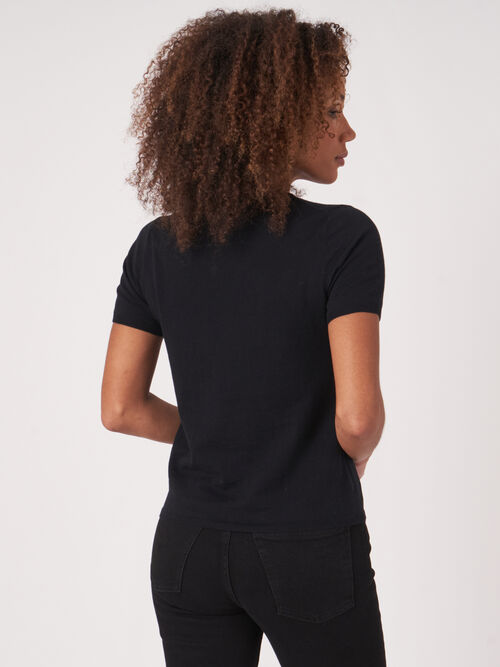 Super fine knit cashmere silk blend knitted T-shirt