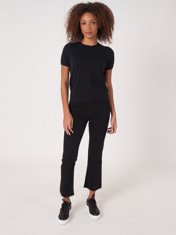 Super fijngebreid T-shirt van cashmere-katoenmix image number 4