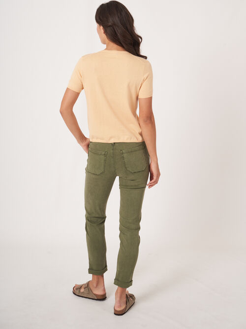 Super fine knit cashmere silk blend knitted T-shirt