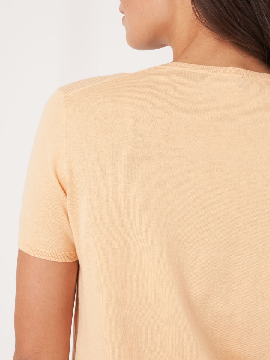 Super fine knit cashmere silk blend knitted T-shirt image number 3