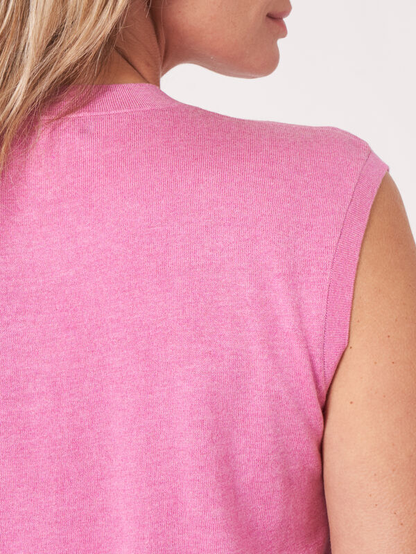 Super fine knit cashmere silk top with neckline with twisted knot detail image number 2