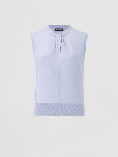 Top en maille super fine avec encolure à nœud torsadé