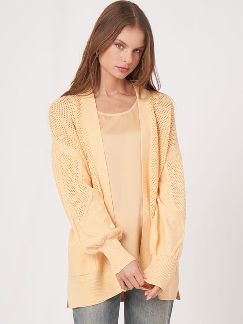 Ajour-Strickcardigan mit Taschen