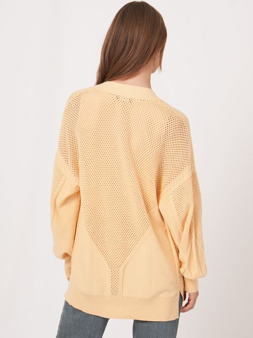 Ajour-Strickcardigan mit Taschen