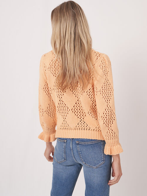 Open gebreid vest met ruitpatroon