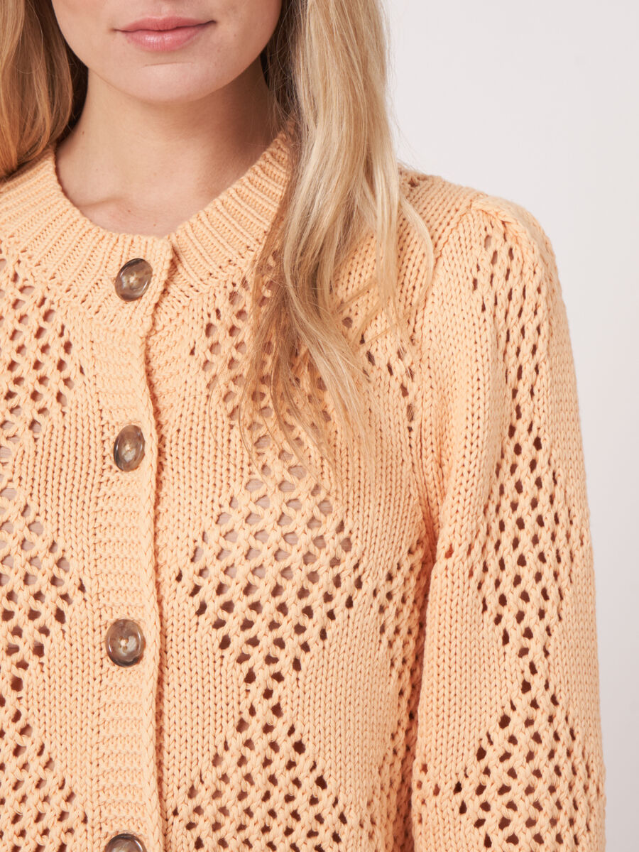 Cardigan ajouré avec motif à carreaux image number 2