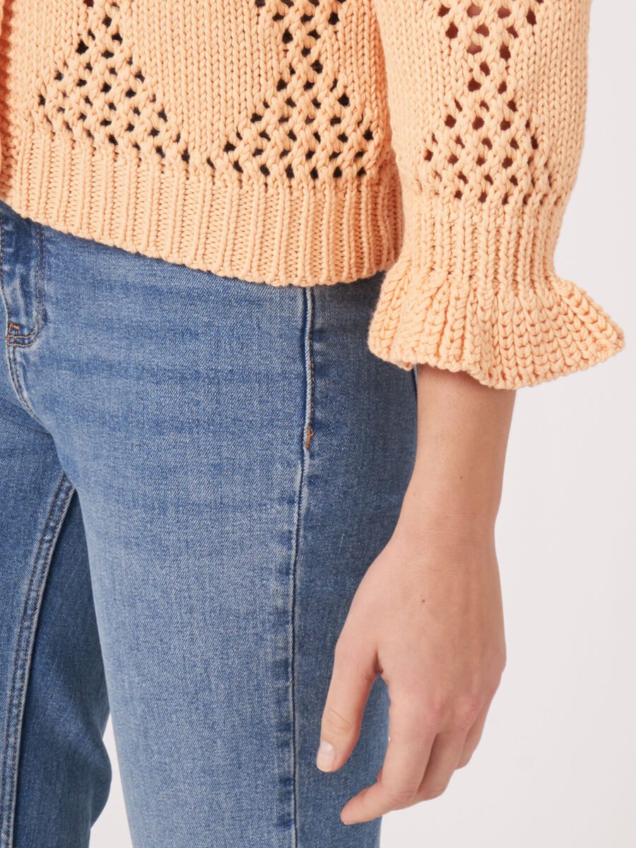 Cardigan ajouré avec motif à carreaux image number 3