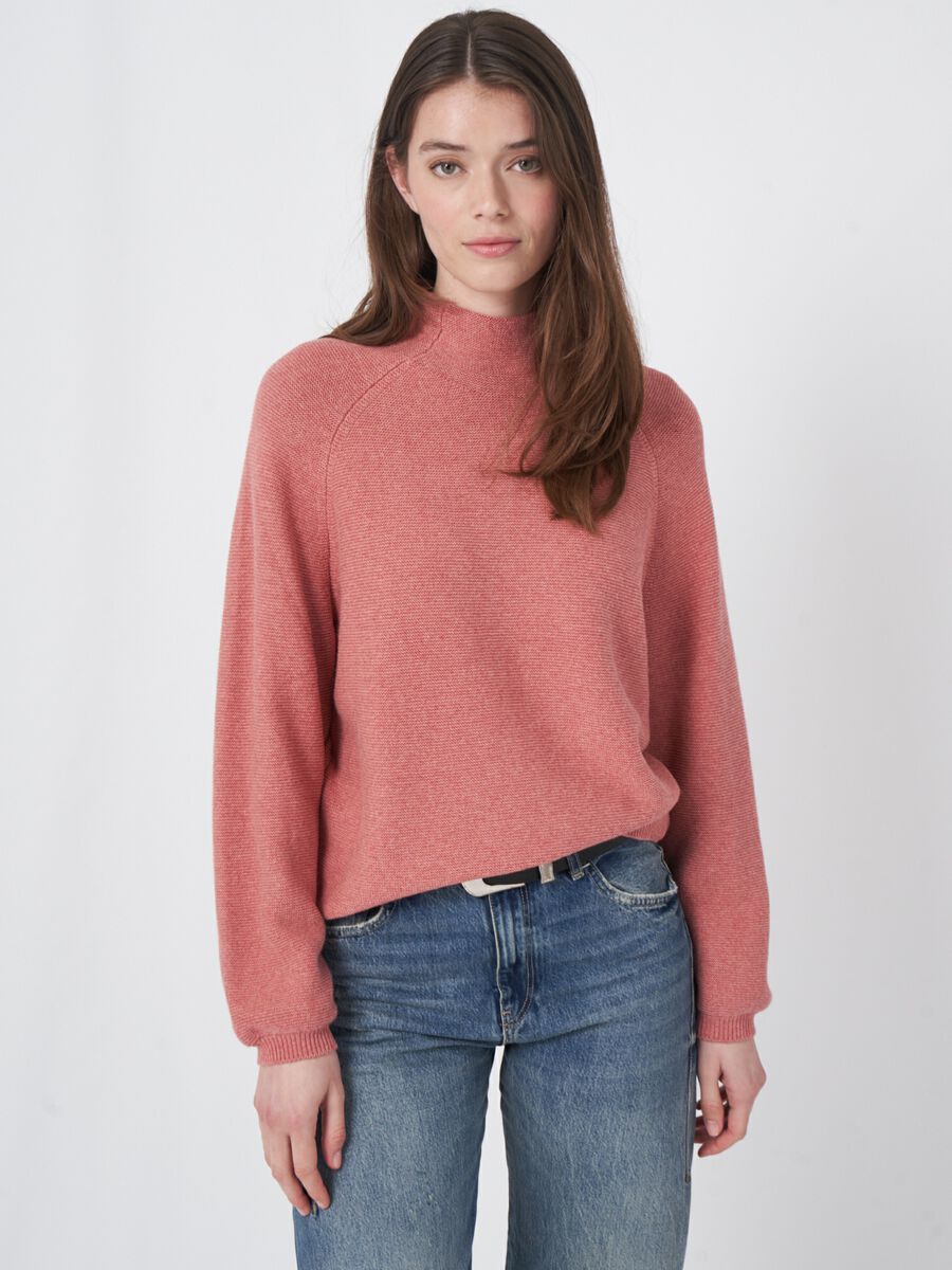 Pull col montant en mélange de coton et de cachemire image number 0