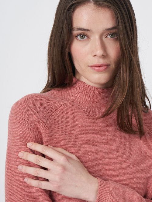 Pull col montant en mélange de coton et de cachemire