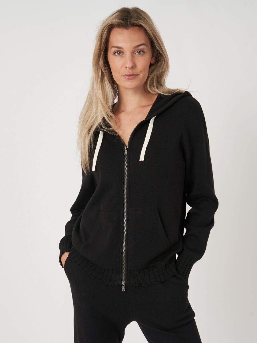 Cotton blend double knit zip-up hoodie image number 0