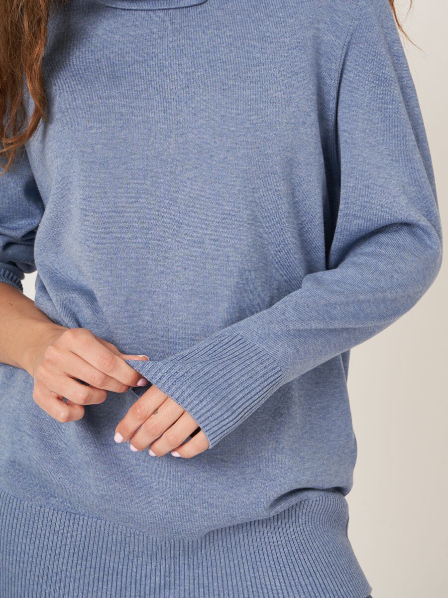 Longline fine knit turtleneck sweater image number 3