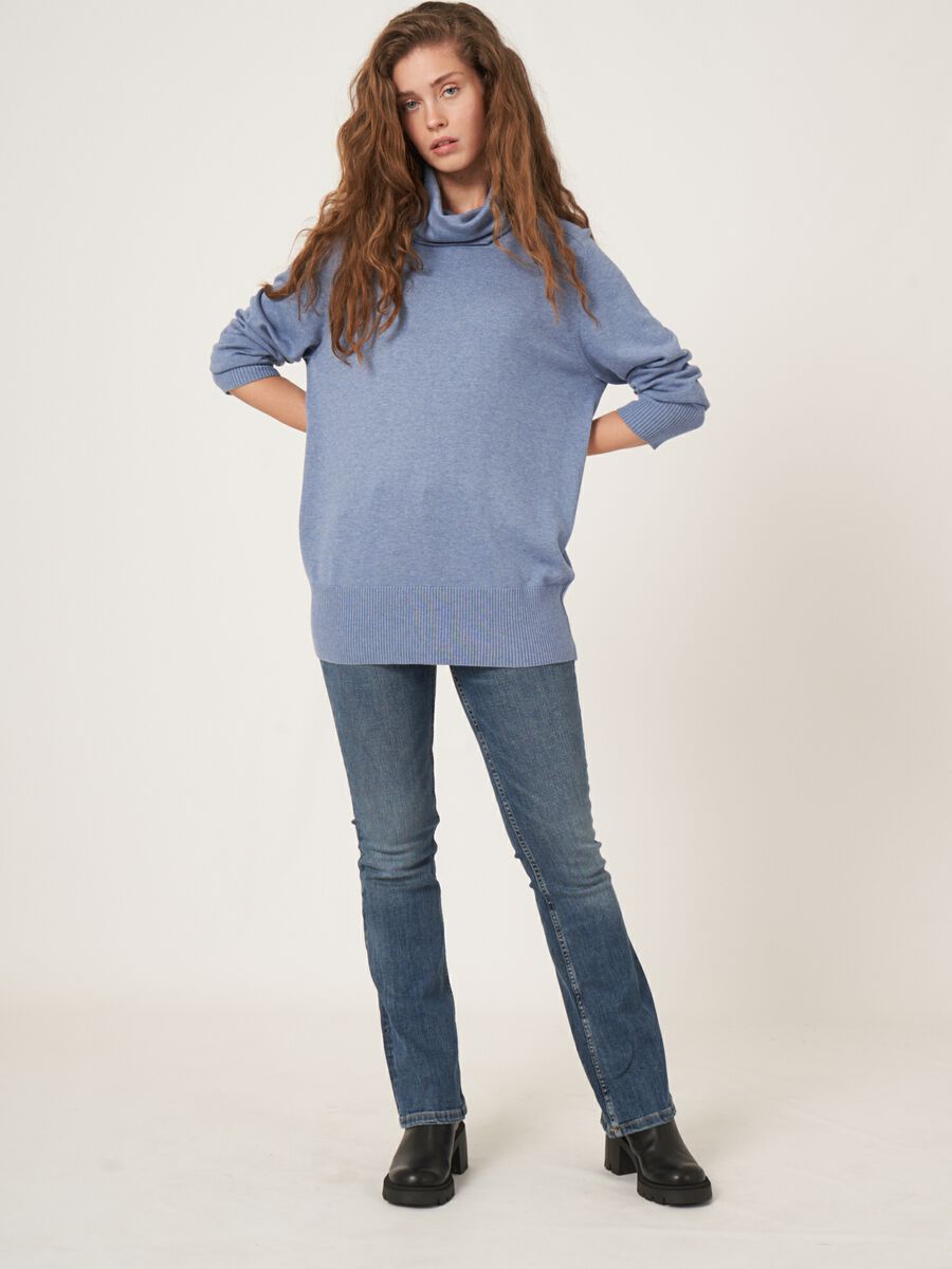 Longline fine knit turtleneck sweater image number 5