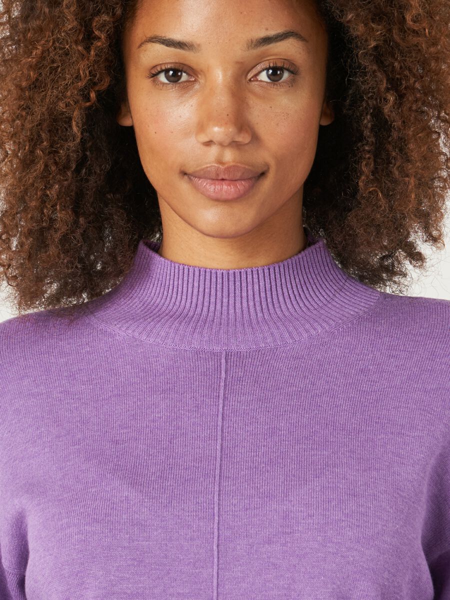 Pull à col montant en coton mélangé avec manches bouffantes image number 4