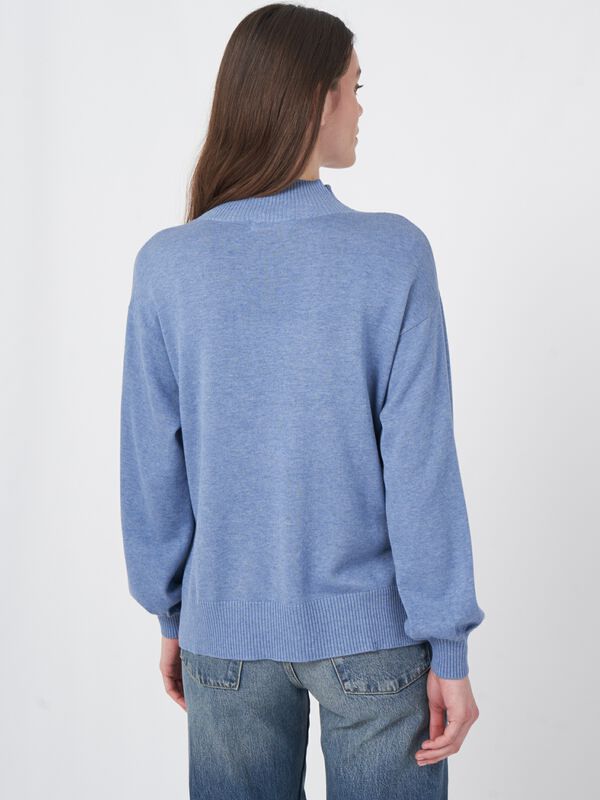 Pullover mit hohem Halsausschnitt und Puffärmeln aus Baumwollmischung image number 3