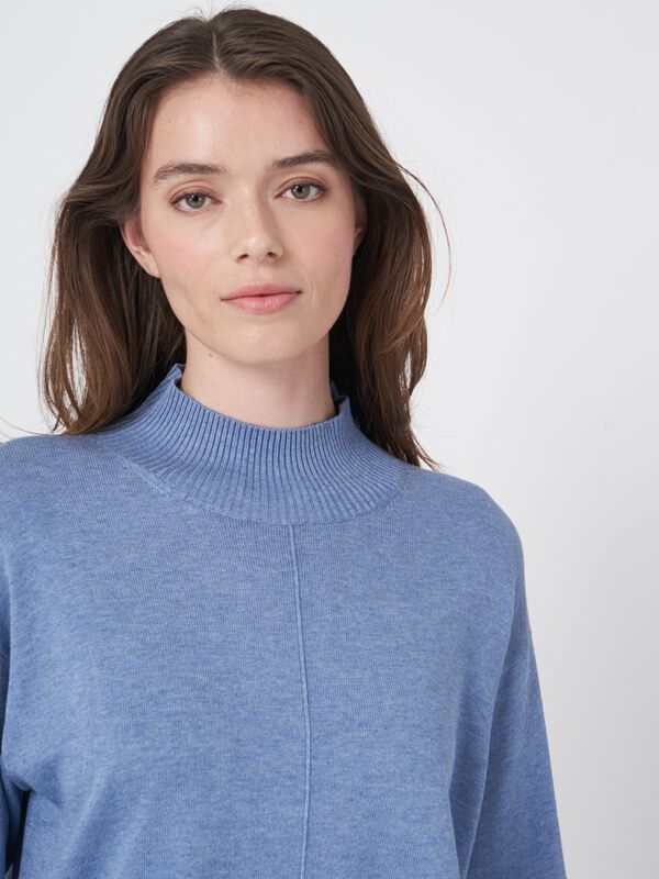 Pullover mit hohem Halsausschnitt und Puffärmeln aus Baumwollmischung image number 1