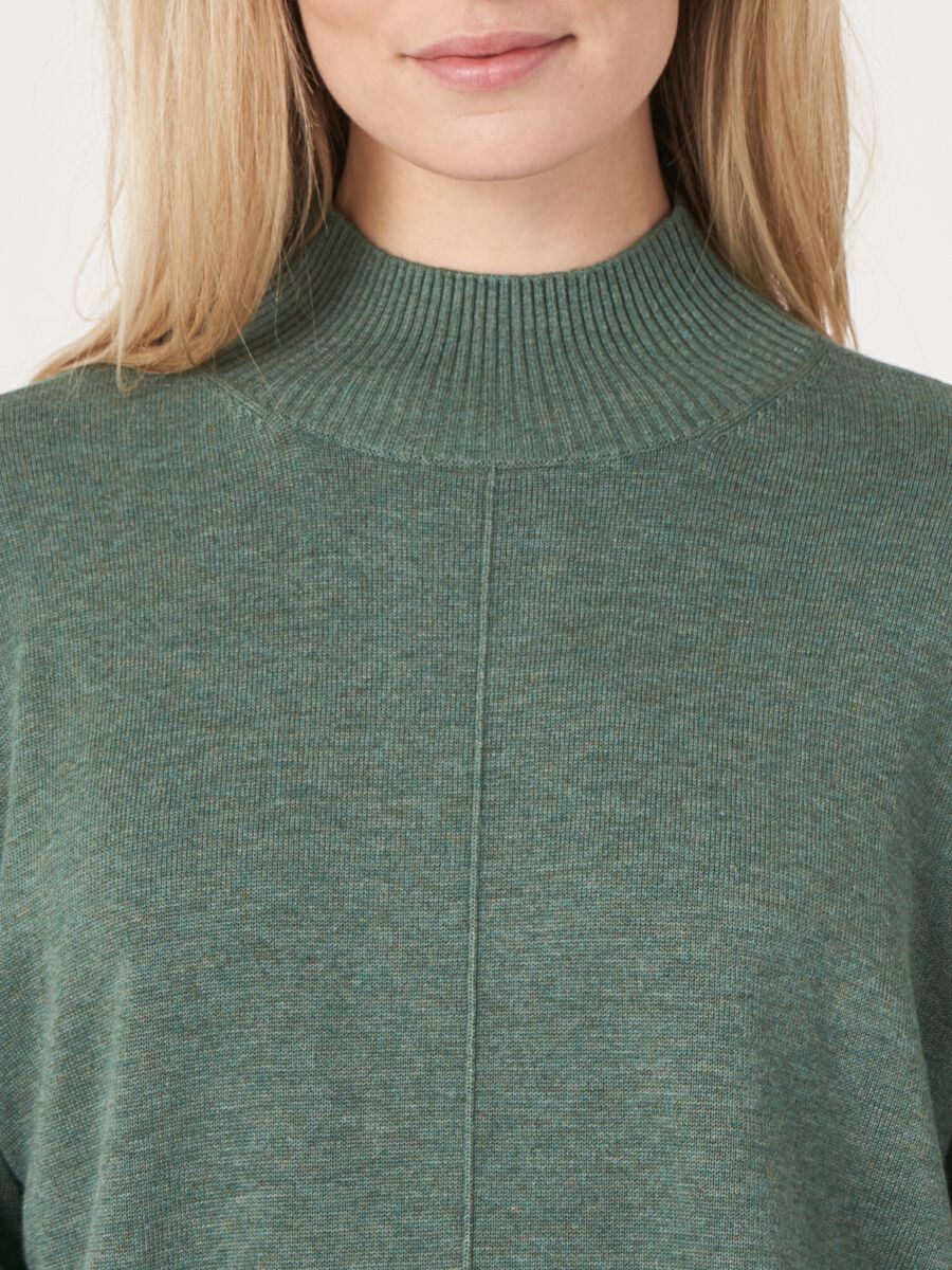 Pull à col montant en coton mélangé avec manches bouffantes image number 2