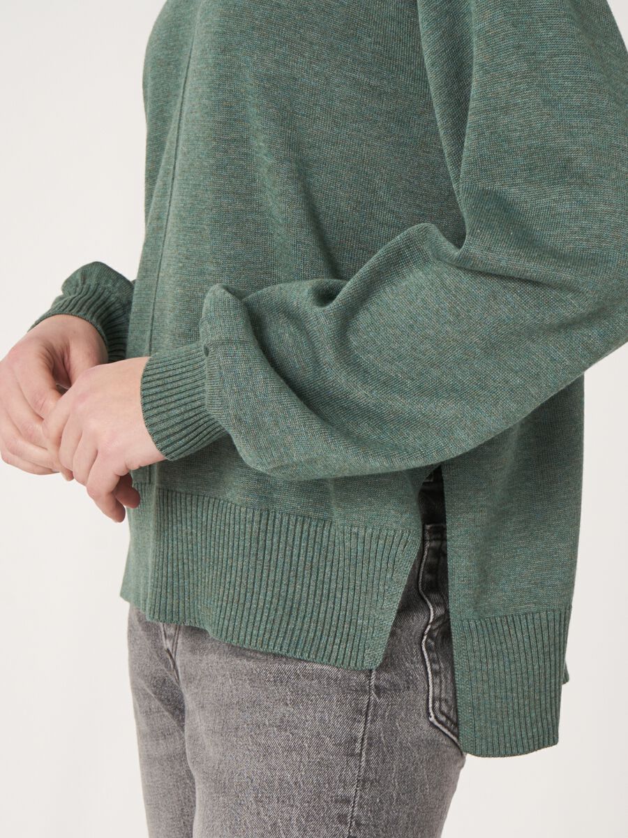 Pull à col montant en coton mélangé avec manches bouffantes image number 3