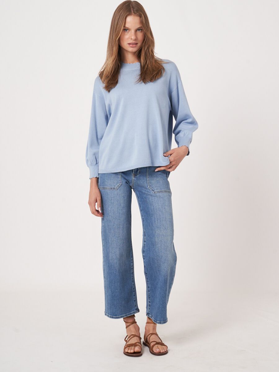 Pull en coton mélangé avec ourlet festonné image number 4