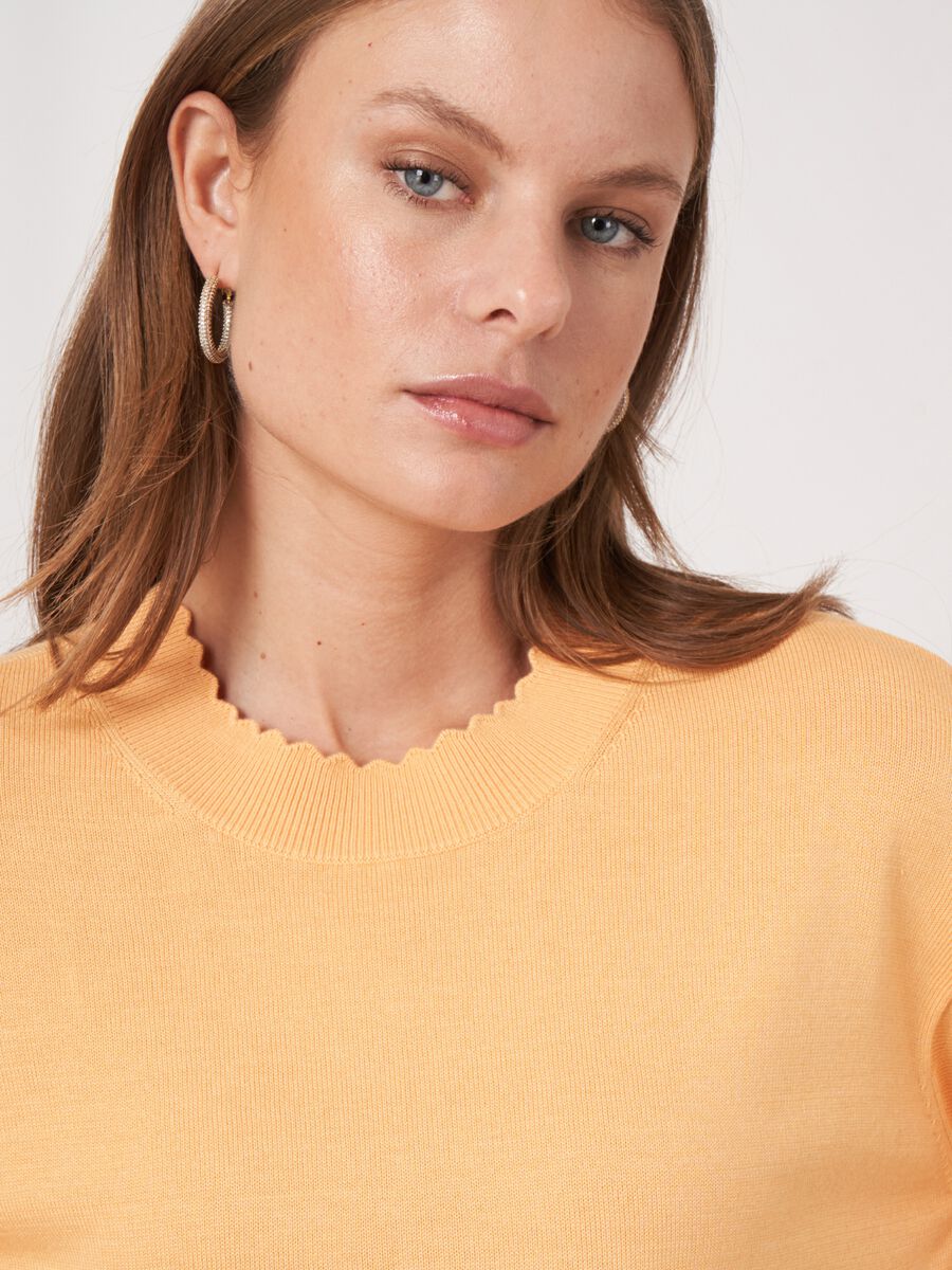 Pull en coton mélangé avec ourlet festonné image number 3